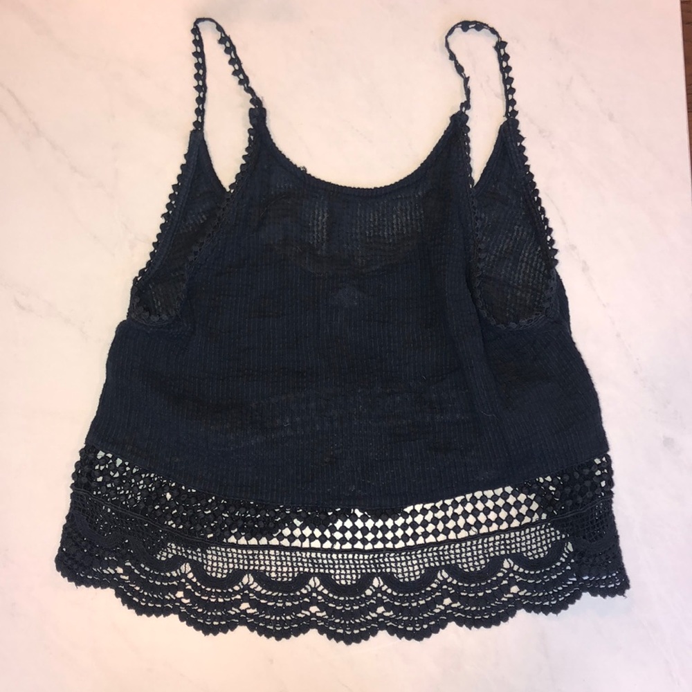 Navy crochet tank top